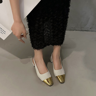 Naiste Slingbacks Kuldsed varbad Sandaalid Patchwork Pumbad Kõrged kontsad Segavärvilised Slip on Sandaalid Suvine Uue disaineriga kingad Naine 1392N