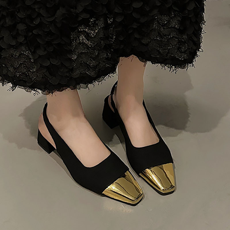 Női Slingbacks Arany orrú szandál Patchwork szivattyúk magassarkú vegyes színű slip a szandálon Nyár Új Designer Cipők Női 1392N