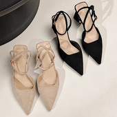 Uus stiil naiste pannal teravate kontsadega Paks konts Baotou Naiste sandaalid Pumbad Naiste Kleit Peokingad Kiilud Kingad