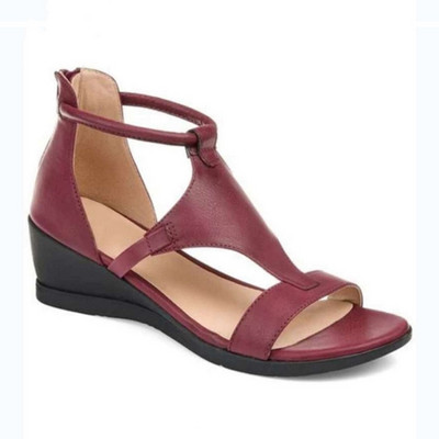 Moteriškos vasaros basutės 2021 m. vidutinio aukšto aukštakulniai batai, moteriški vintažinė PU oda didesnio dydžio gladiatorius Sandalias Mujer Sapato Feminino