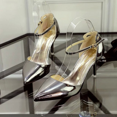 Női Esküvői Cipők Menyasszonyi magassarkú Bokapántos szivattyúk Ezüst Sarkú Bling Munkacipő Női zapatos mujer női cipő 7680