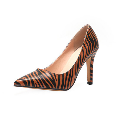 Snake print Γυναικεία σανδάλια Καλοκαιρινά σέξι μονό παπούτσια Μεταλλική αλυσίδα Ψηλά τακούνια γραφείου Γυναικεία Pumps Μόδα Γυναικεία παπούτσια με λεπτά τακούνια