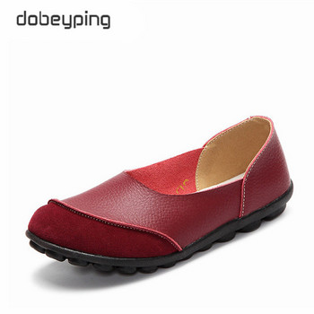Ανοιξιάτικα γυναικεία casual παπούτσια Μαλακό γνήσιο δέρμα γυναικεία φλατ Αντιολισθητικά Woman Loafers Leisure Slip-On Boat Shoe Plus Size 35-43