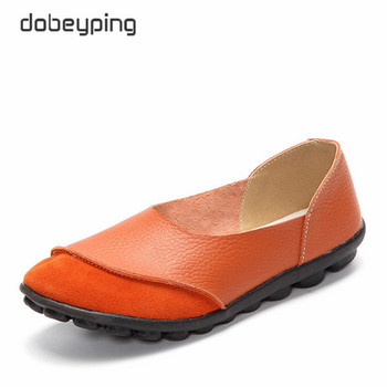 Пролетни дамски ежедневни обувки Мека естествена кожа Дамски равни обувки Нехлъзгащи се дамски мокасини Обувки тип лодка за свободното време Големи размери 35-43