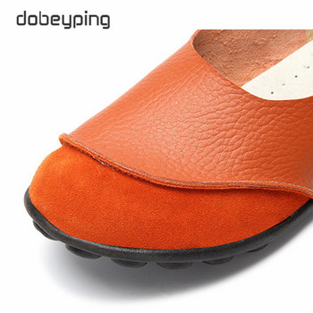 Пролетни дамски ежедневни обувки Мека естествена кожа Дамски равни обувки Нехлъзгащи се дамски мокасини Обувки тип лодка за свободното време Големи размери 35-43