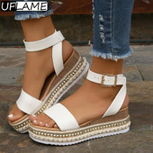 UFLAME Dámske sandále na platforme s otvorenou špičkou, letné plážové sandále s prackou a remienkom