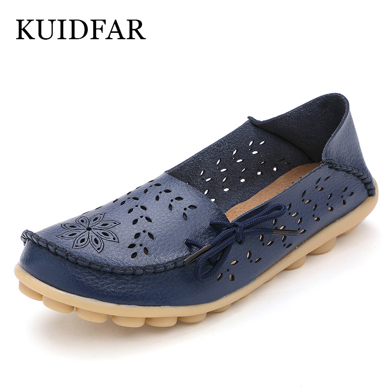 KUIDFAR Sieviešu plakanie apavi Jauni mokasīni Sieviešu dabīgās ādas apavi Mamma klaipi Ziedu apavi sievietei, mīksta zole, balets 43, izmērs