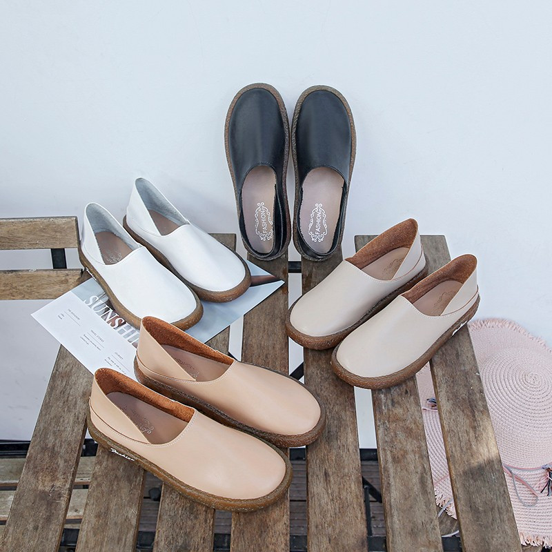 Pantofi pentru femei 2023, primăvară, toamnă, pantofi cu cap rotund pentru dama, talpă cu tendon, modă japoneză, ocazional mocasini proaspăt pentru femei