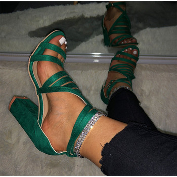 MCCKLE 2020 Дамски сандали на висок ток Летни дамски каишка с катарама за глезена Дамски обувки с кръстосана каишка Дамски парти женски обувки Голям размер