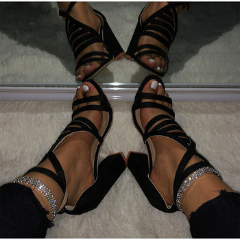 MCCKLE 2020 Дамски сандали на висок ток Летни дамски каишка с катарама за глезена Дамски обувки с кръстосана каишка Дамски парти женски обувки Голям размер