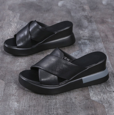 Sieviešu sandales ar biezu zoli, 2022. gada vasara, jaunas ikdienas zivju zoles, ķīļveida sandales Modes, sprādzes sandales Sieviešu čības