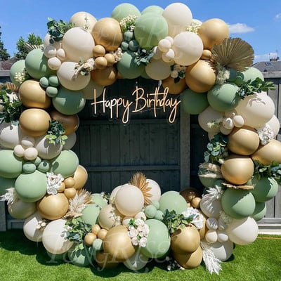 Avokádó zöld léggömb Garland Arch Kit esküvői léggömb születésnapi parti dekoráció gyerekeknek babazuhany Globos konfetti latex ballon