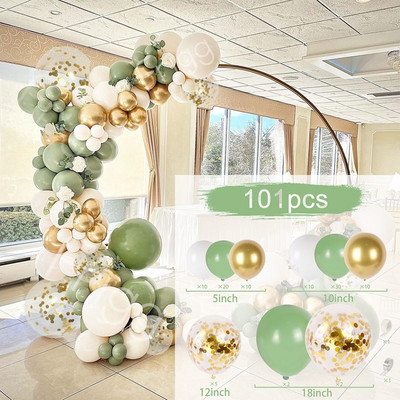 Avokaadoroheline õhupall Garland Arch Kit Pulmaõhupalli Sünnipäevapeo Dekoratsioon Lastele Baby Shower Gloobused Konfettid Lateks Ballon