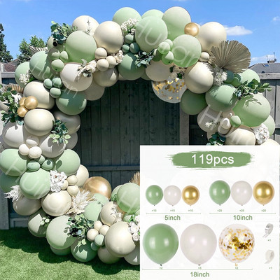 Avokaadoroheline õhupall Garland Arch Kit Pulmaõhupalli Sünnipäevapeo Dekoratsioon Lastele Baby Shower Gloobused Konfettid Lateks Ballon