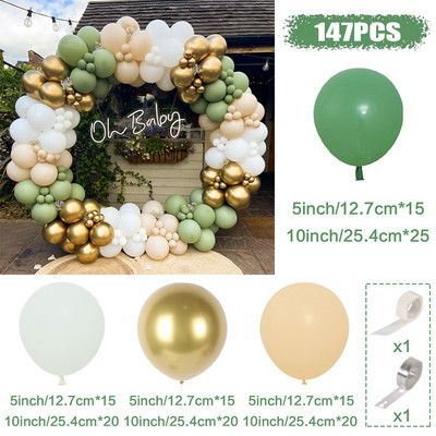 Avokaadoroheline õhupall Garland Arch Kit Pulmaõhupalli Sünnipäevapeo Dekoratsioon Lastele Baby Shower Gloobused Konfettid Lateks Ballon