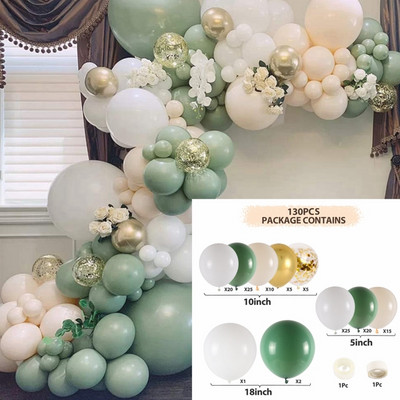 Avokaadoroheline õhupall Garland Arch Kit Pulmaõhupalli Sünnipäevapeo Dekoratsioon Lastele Baby Shower Gloobused Konfettid Lateks Ballon