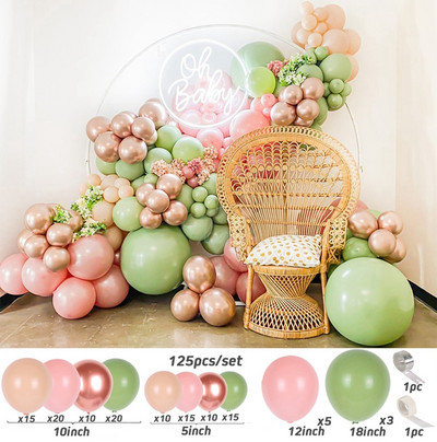Avokaadoroheline õhupall Garland Arch Kit Pulmaõhupalli Sünnipäevapeo Dekoratsioon Lastele Baby Shower Gloobused Konfettid Lateks Ballon