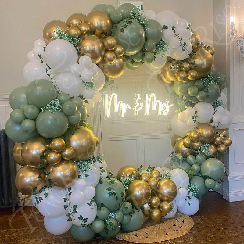Avokaadoroheline õhupall Garland Arch Kit Pulmaõhupalli Sünnipäevapeo Dekoratsioon Lastele Baby Shower Gloobused Konfettid Lateks Ballon
