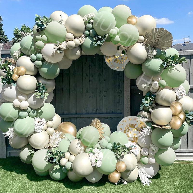 Avokaadoroheline õhupall Garland Arch Kit Pulmaõhupalli Sünnipäevapeo Dekoratsioon Lastele Baby Shower Gloobused Konfettid Lateks Ballon