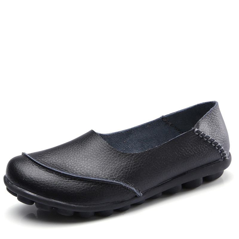 dobeyping 2021 Uued naiste vabaajajalatsid Pehmest ehtsast nahast naiste lamedad, soliidsed jalatsid, slip-on emakingad, suur suurus 35–44