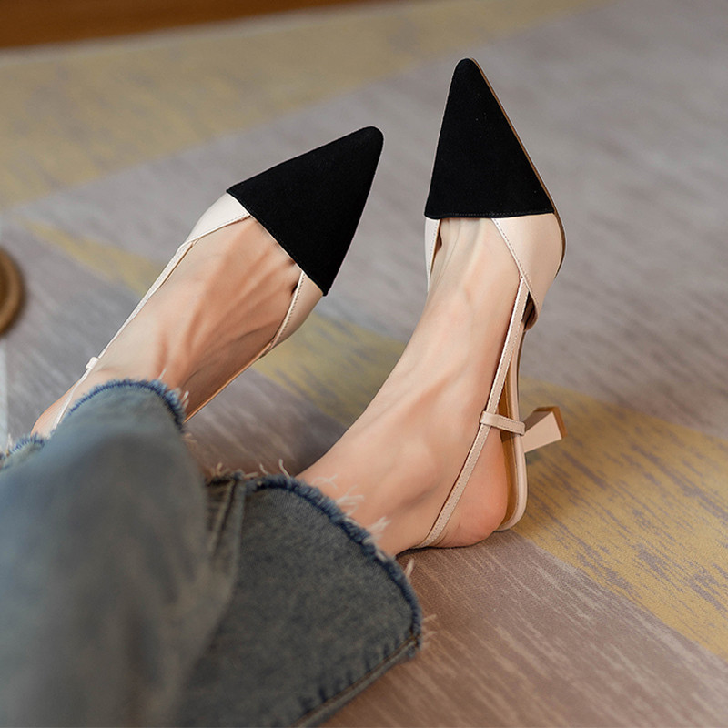 Sandale pentru femei Pantofi stiletto Toc mijlociu Sandale sexy cu vârf ascuțit 2023 Noua marcă Fad Rochie Pompe de vară Papuci de femeie