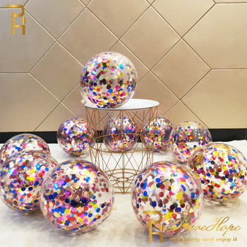 10/20 Star Confetti Balloons Metallic Confetti Latex Διαφανές μπαλόνι Baby Shower Γενέθλια Διακόσμηση Γάμου Μπάλα Globo