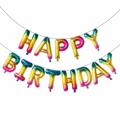 13db Boldog születésnapot dekorációs léggömbök rózsaszín kék betűs fólia lufi szett Születésnapi parti dekoráció Air Globos Balony jubileum