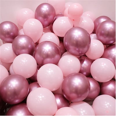 12tk/partii Roosa Lateks Balloon Chrome Red Hot Pink Hõbedane Metall Balloon Baby Shower Sünnipäevapeo Pulmadekoratsioonid Air Globos