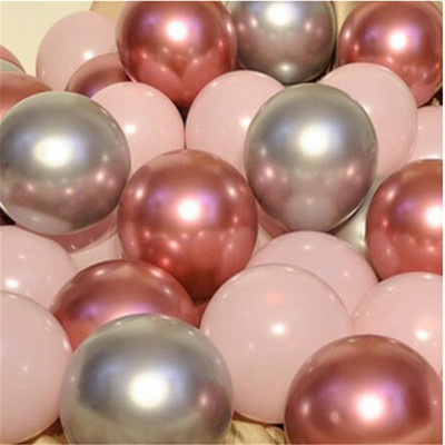 12tk/partii Roosa Lateks Balloon Chrome Red Hot Pink Hõbedane Metall Balloon Baby Shower Sünnipäevapeo Pulmadekoratsioonid Air Globos