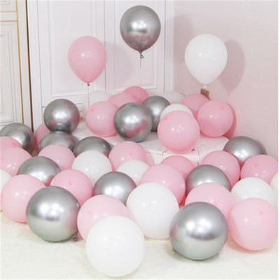 12tk/partii Roosa Lateks Balloon Chrome Red Hot Pink Hõbedane Metall Balloon Baby Shower Sünnipäevapeo Pulmadekoratsioonid Air Globos