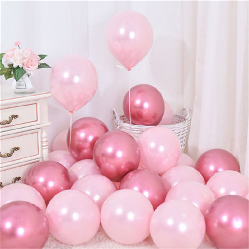 12tk/partii Roosa Lateks Balloon Chrome Red Hot Pink Hõbedane Metall Balloon Baby Shower Sünnipäevapeo Pulmadekoratsioonid Air Globos