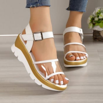 Σανδάλια Clear Pvc Wedges για Γυναικεία Σανδάλια Καλοκαιρινό Χοντρό Πάτο Αντιολισθητικά Σανδάλια Rome Sandalias Mujer Ελαφρύ λουράκι αστραγάλου Χοντρό σανδάλια πλατφόρμας