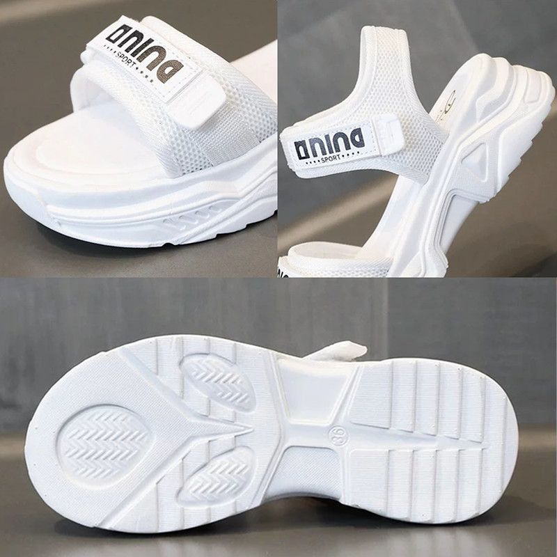 2022 m. vasara Nauji atviri, kvėpuojantys sportiniai sandalai, moteriškos platformos, paaukštinantys laisvalaikio batai Tvirti plokšti neslystantys sandalai moterims