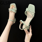 Sandale verde perle Moda femei Pantofi de vară Tocuri pentru femei 2023 Sandale pentru exterior pentru femei Cele mai vândute produse Sandale pentru femei