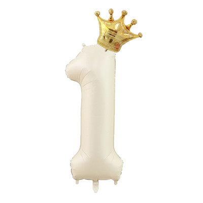 40 hüvelykes krémszínű léggömbök koronás fóliával 1 2 3 4 5 6 születésnapi esküvői parti dekoráció Babazuhany Air Helium Globos