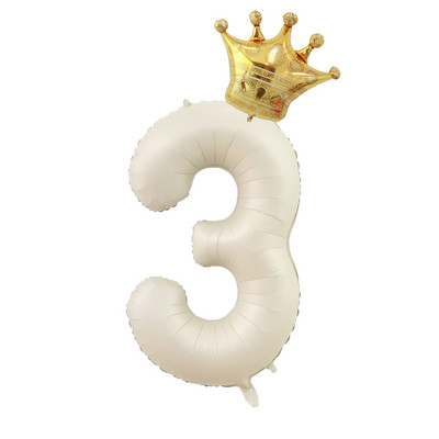 40 hüvelykes krémszínű léggömbök koronás fóliával 1 2 3 4 5 6 születésnapi esküvői parti dekoráció Babazuhany Air Helium Globos