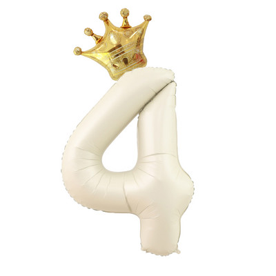 40 hüvelykes krémszínű léggömbök koronás fóliával 1 2 3 4 5 6 születésnapi esküvői parti dekoráció Babazuhany Air Helium Globos