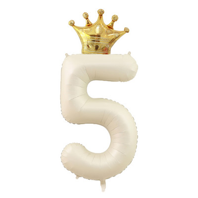 40 hüvelykes krémszínű léggömbök koronás fóliával 1 2 3 4 5 6 születésnapi esküvői parti dekoráció Babazuhany Air Helium Globos