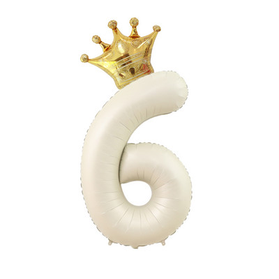 40 hüvelykes krémszínű léggömbök koronás fóliával 1 2 3 4 5 6 születésnapi esküvői parti dekoráció Babazuhany Air Helium Globos