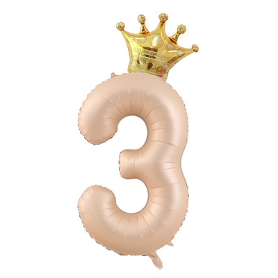 40 hüvelykes krémszínű léggömbök koronás fóliával 1 2 3 4 5 6 születésnapi esküvői parti dekoráció Babazuhany Air Helium Globos