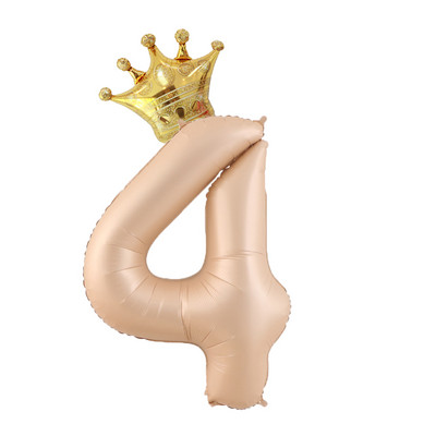 40 hüvelykes krémszínű léggömbök koronás fóliával 1 2 3 4 5 6 születésnapi esküvői parti dekoráció Babazuhany Air Helium Globos