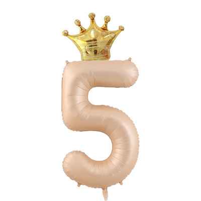 40 hüvelykes krémszínű léggömbök koronás fóliával 1 2 3 4 5 6 születésnapi esküvői parti dekoráció Babazuhany Air Helium Globos