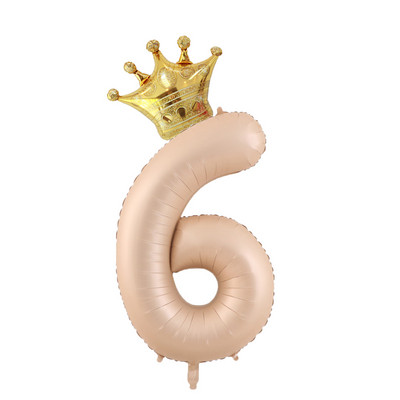 40 hüvelykes krémszínű léggömbök koronás fóliával 1 2 3 4 5 6 születésnapi esküvői parti dekoráció Babazuhany Air Helium Globos