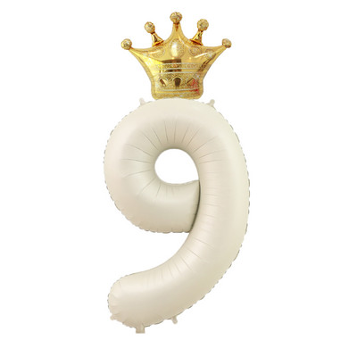 40 hüvelykes krémszínű léggömbök koronás fóliával 1 2 3 4 5 6 születésnapi esküvői parti dekoráció Babazuhany Air Helium Globos