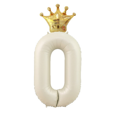 40 hüvelykes krémszínű léggömbök koronás fóliával 1 2 3 4 5 6 születésnapi esküvői parti dekoráció Babazuhany Air Helium Globos