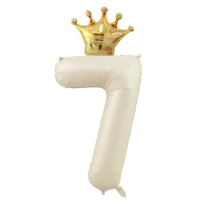 40 hüvelykes krémszínű léggömbök koronás fóliával 1 2 3 4 5 6 születésnapi esküvői parti dekoráció Babazuhany Air Helium Globos