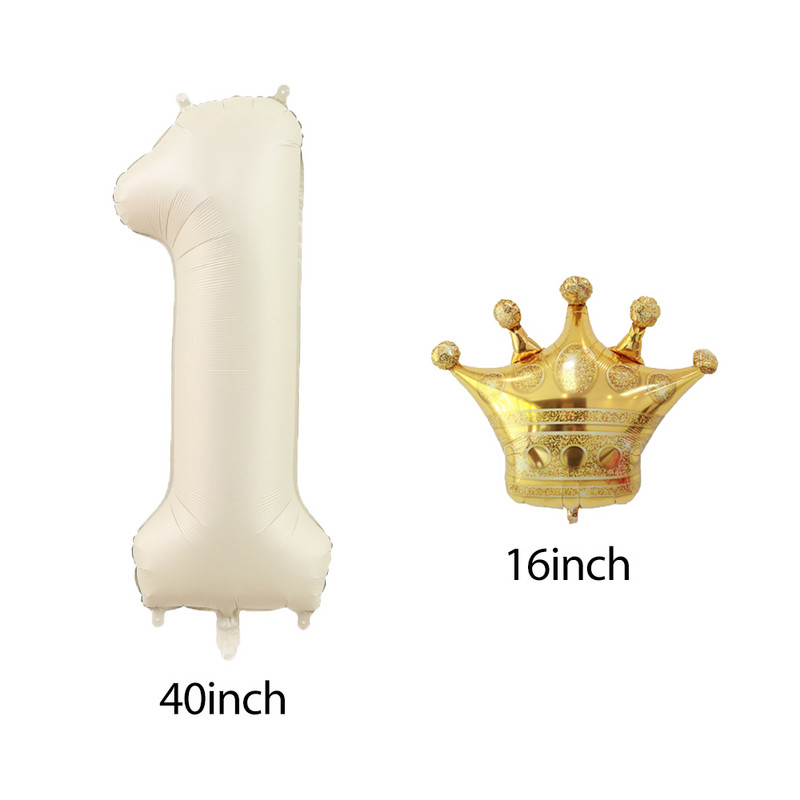 40 hüvelykes krémszínű léggömbök koronás fóliával 1 2 3 4 5 6 születésnapi esküvői parti dekoráció Babazuhany Air Helium Globos