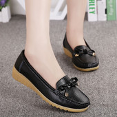 2022 Új női lapos, nagy méretű női valódi bőr cipő alacsony sarkú cipők női alkalmi balettcipők női naplopók