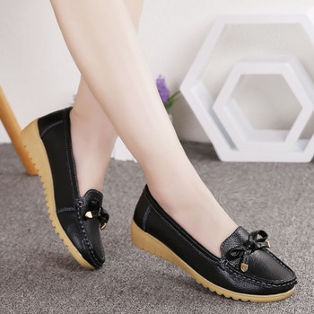 2022 Нови дамски плоски обувки с голям размер Дамски обувки от естествена кожа на нисък ток Chaussures Femme Ежедневни балетни обувки с равни обувки Дамски мокасини