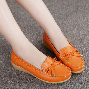 2022 Нови дамски плоски обувки с голям размер Дамски обувки от естествена кожа на нисък ток Chaussures Femme Ежедневни балетни обувки с равни обувки Дамски мокасини